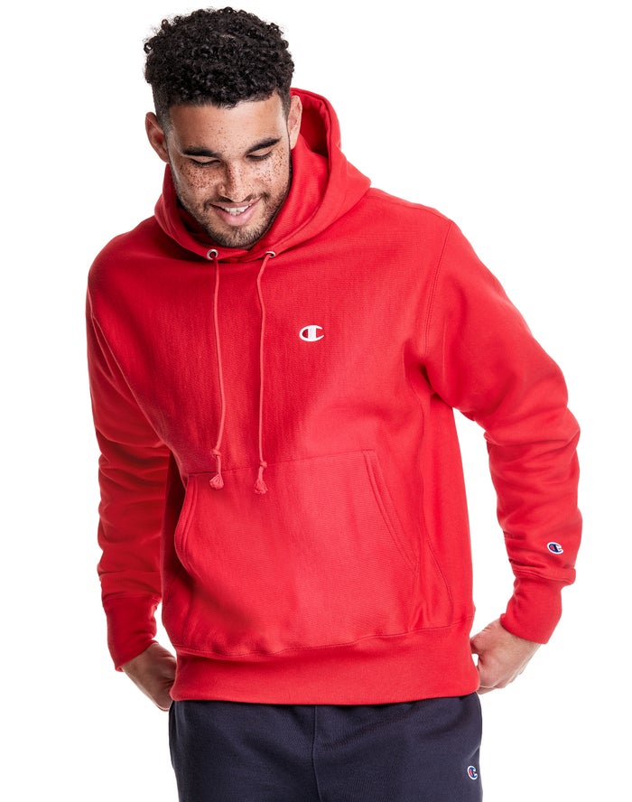 Champion Hoodie Heren - Rood - Reverse Weave C Logo ( 932671-UGP )